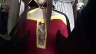 【アダルト動画】このすばのめぐみんのコスプレ美少女がぺにすをペロペロしてから騎上位ファック