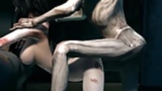 巨乳3Dベイブは、ゾンビを吸うとファック